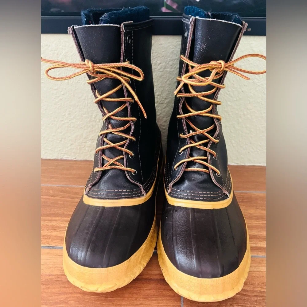 Vintage LaCrosse Brown Waterproof Fleece Lined Duck Boots Leather Upper Size: 12